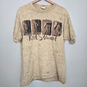 VTG 90s Mens Rod Stewart Single Stitch T-Shirt Sz XL Streetwear Retro AOP Grail